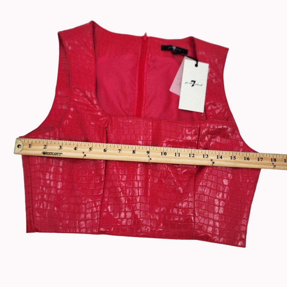 7 For All Mankind Womens Large 2 Pc Top Shorts Set Pink Croc Faux Leather - Picture 10 of 11